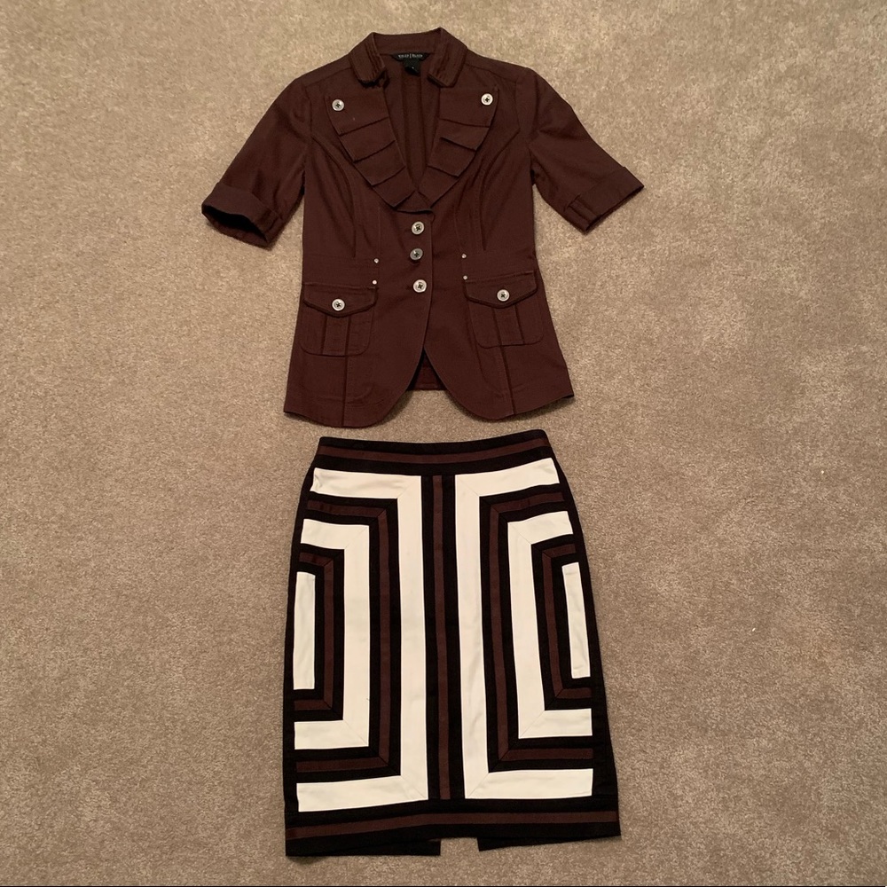 White House black market Geo-print pencil skirt